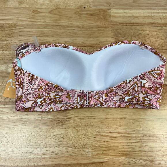 Kona Sol Women's Pink Paisley Print Bandeau Bikini Top - Size Medium - NWT - Picture 6 of 10